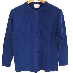 Vtg Classic Casuals Cardigan Sweater Women's 40 Cable Knit Blue Grandmacore